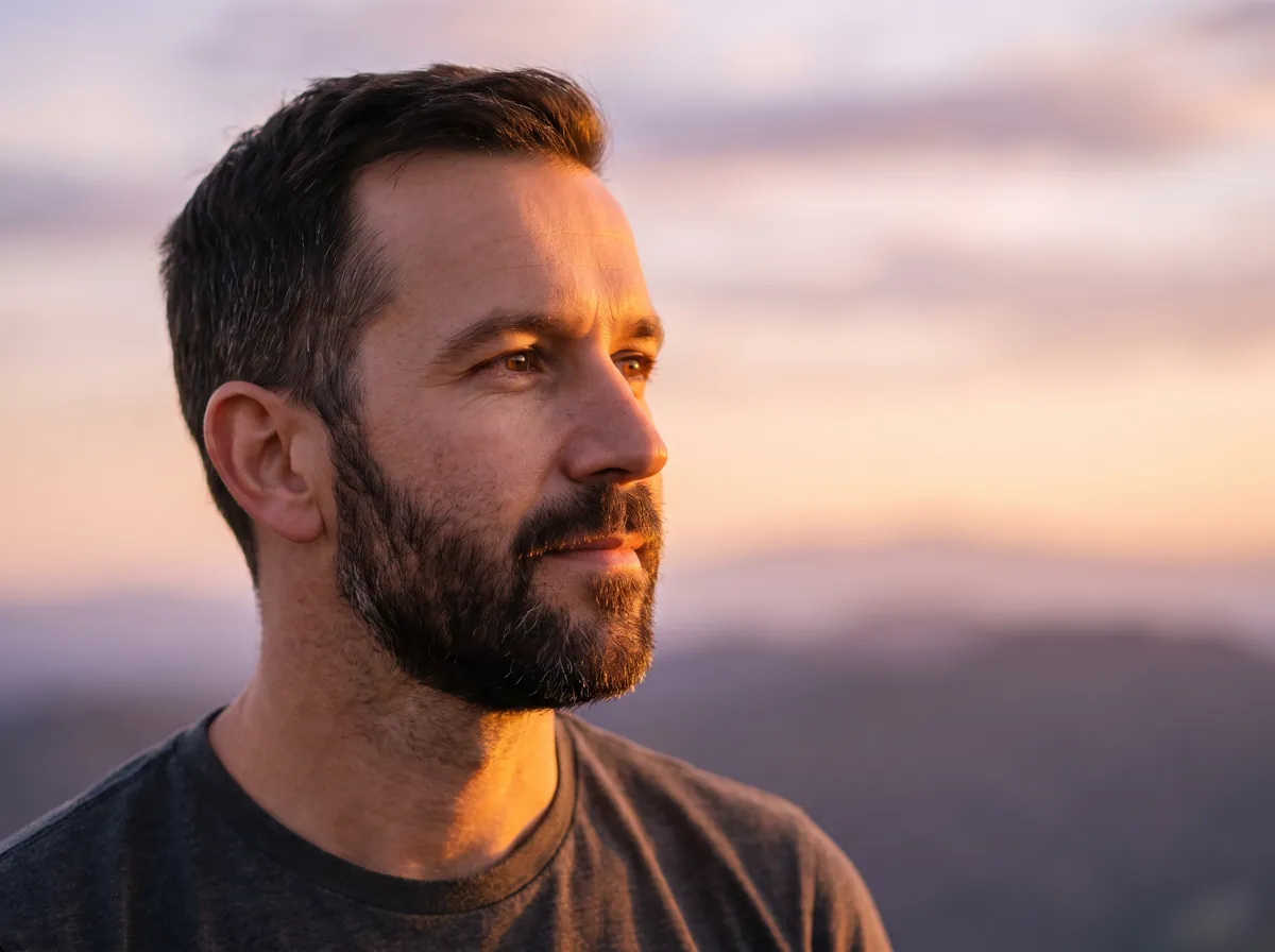 Victor Anagnastopol, în profil, în lumina apusului